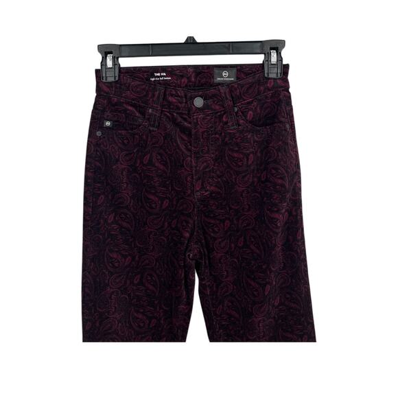 AG Jeans The Iva high rise bell bottom velour paisley size 25 - Picture 2 of 8